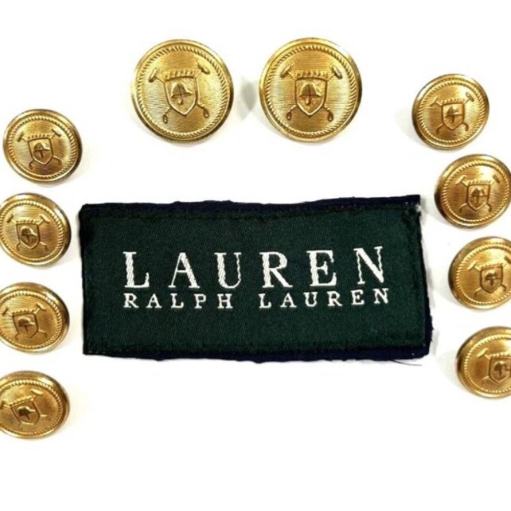 Polo Lauren Ralph Lauren Replacement Buttons Gold Toned Waterbury USA 10 Count